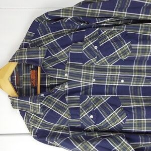 Canyon Guide Outfitters| Blue/Green Plaid Western Pearl Snap Dress Shirt Sz.XLT